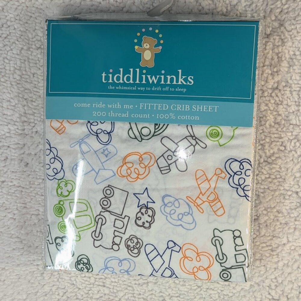 Fitted Crib Sheet 100% Cotton Tiddliwinks Come Ride With Me Transportation Cars